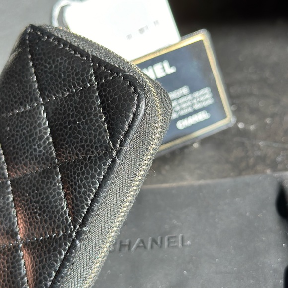 Authentic Chanel Zippy Coin Purse Wallet Caviar SHW Zipped Card Holder Wallet CC - Picture 5 of 11